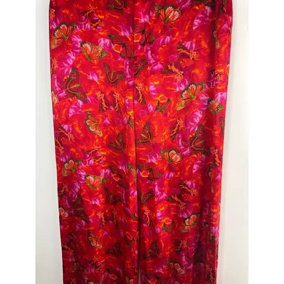 L'AGENCE Luvvy Butterfly Print Silk Straight Leg Trousers Women's Medium ? Pants - Picture 14 of 16